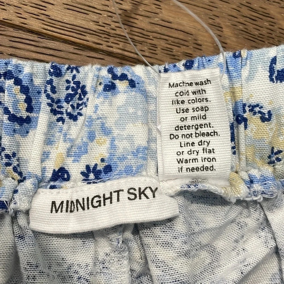 NWT Wide Leg Cotton Blend Lightweight Summer Blue Paisley Beach Pants - Picture 9 of 9